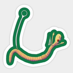 Fishing worm Sticker